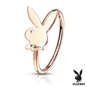 Playboy Bunny Top Bendable Hoop Nose Ring - Rose Gold