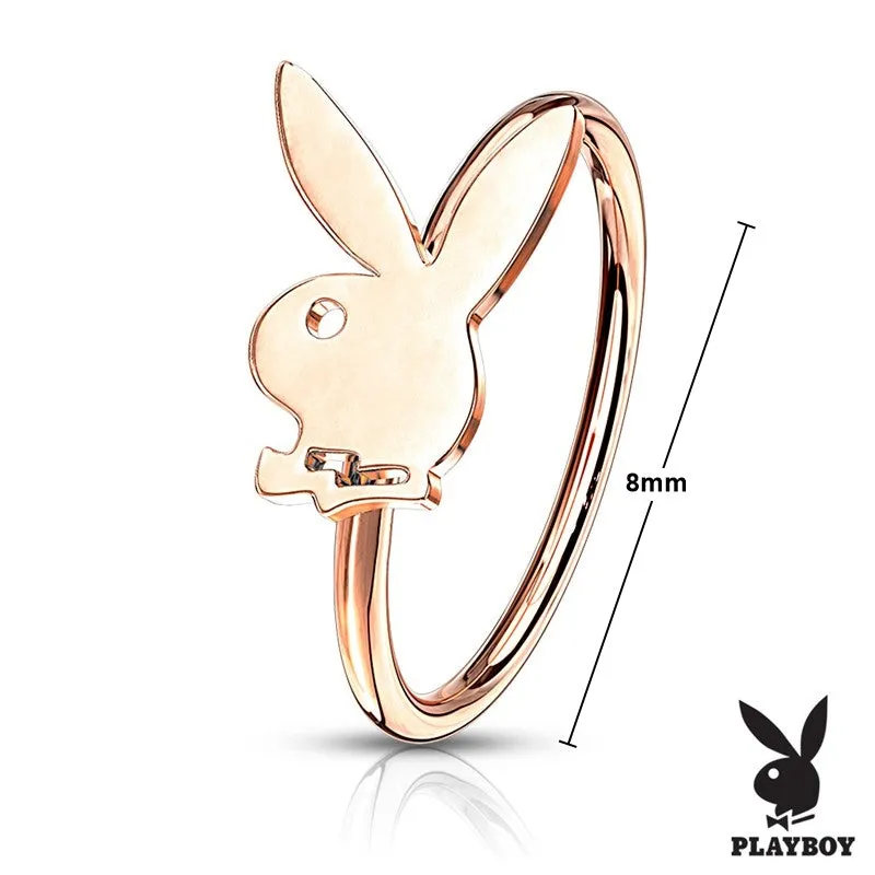 Playboy Bunny Top Bendable Hoop Nose Ring - Rose Gold