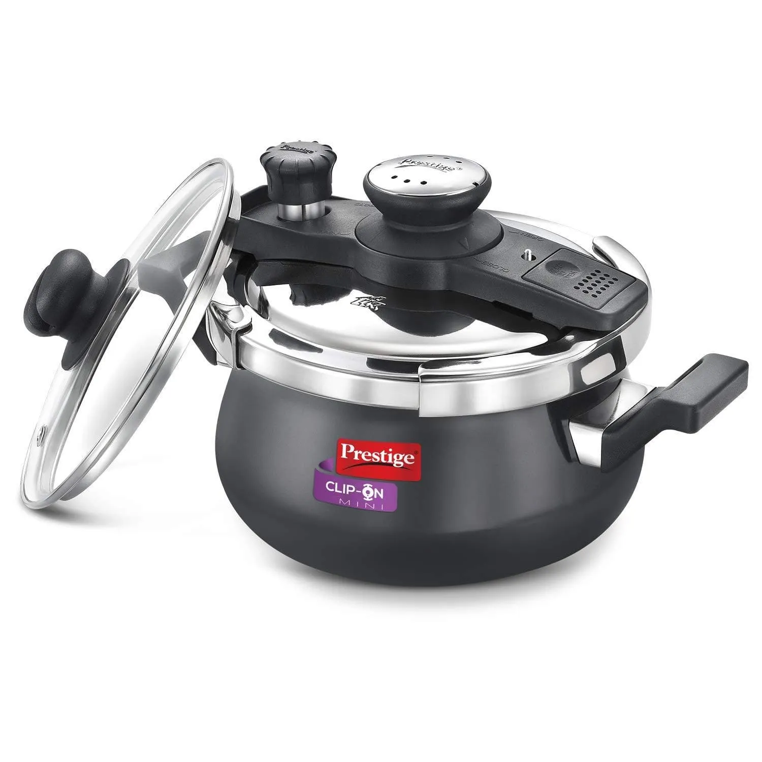 Prestige ClipOn Mini Induction Base Hard Anodised Pressure Cooker with Lid 180mm (Mini)