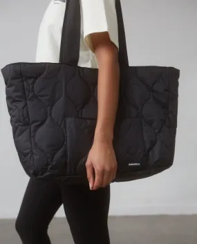 Quilted Nylon Tote Bag - Black