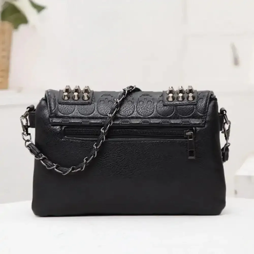 Skull Rivet PU Leather Shoulder Bag: Edgy Glam for Fashionistas!