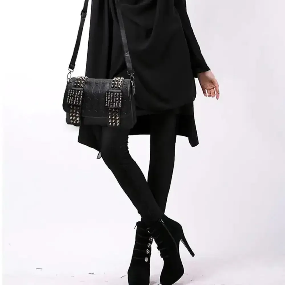 Skull Rivet PU Leather Shoulder Bag: Edgy Glam for Fashionistas!