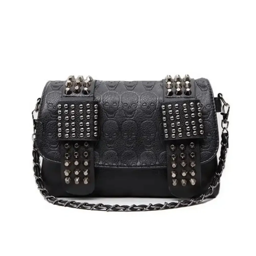 Skull Rivet PU Leather Shoulder Bag: Edgy Glam for Fashionistas!