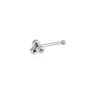 Sterling Silver Trinity Beaded Nose Pin Stud