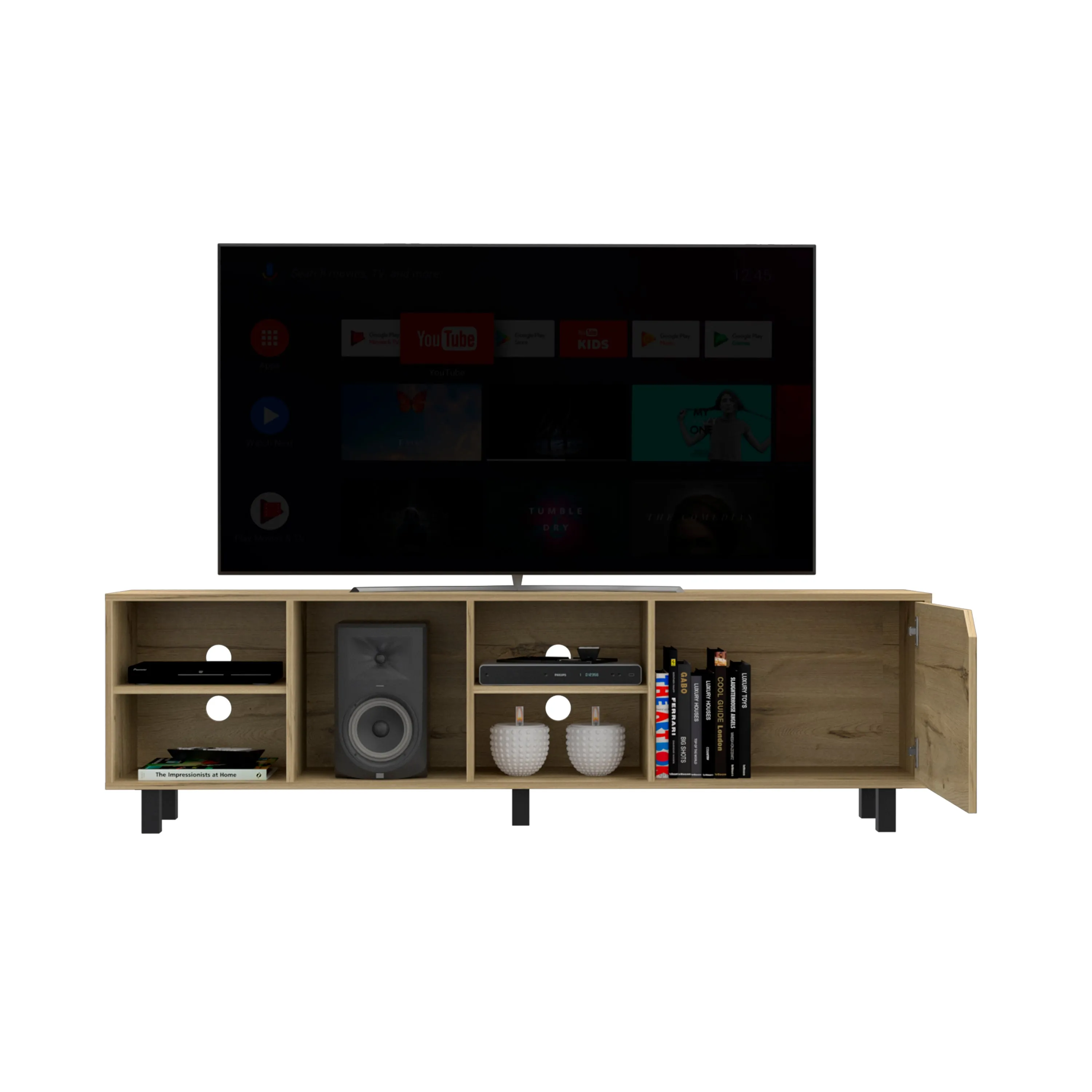 TV Stand Up To 70 Estocolmo 4 Open Shelves Light Oak