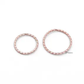 Twisted Surgical Steel Rounded Ends Bendable Nose Hoop Rings - Rose Gold