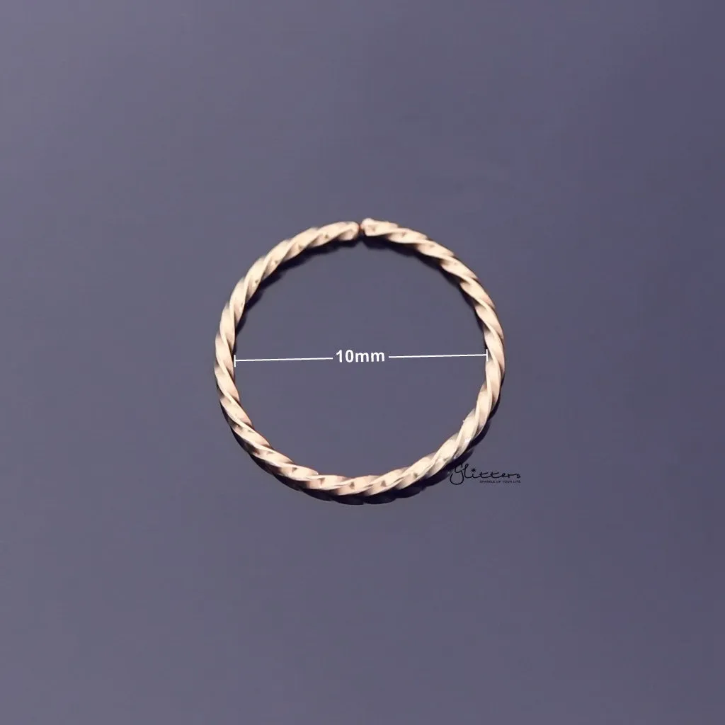 Twisted Surgical Steel Rounded Ends Bendable Nose Hoop Rings - Rose Gold