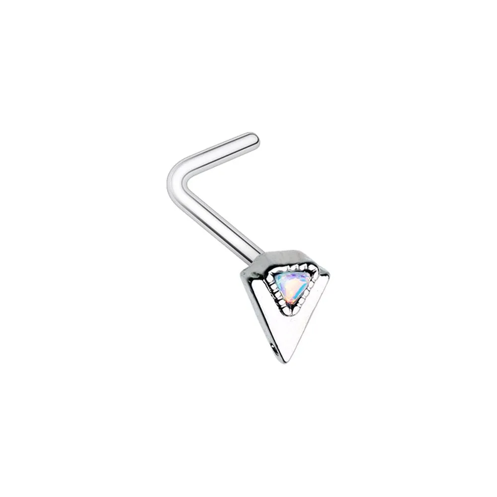 WILDKLASS Geometric Triangle Moonstone L-Shape Nose Ring